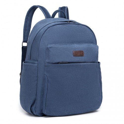 EB2234 - Kono Canvas Lightweight Casual School Backpack - Navy - Easy Luggage