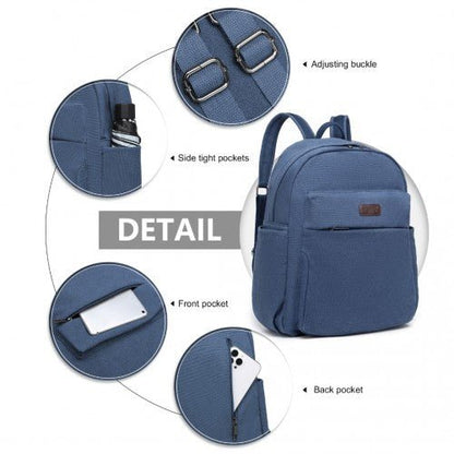 EB2234 - Kono Canvas Lightweight Casual School Backpack - Navy - Easy Luggage