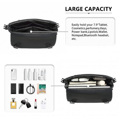EB2340 - KONO Modern PVC Coated Water - Resistant Crossbody With Versatile Carrying Options - Black - Easy Luggage