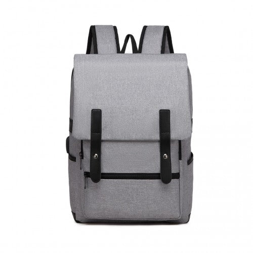 EG2032 - Kono Smart Practical Backpack with USB Chargable Interface - Grey - Easy Luggage
