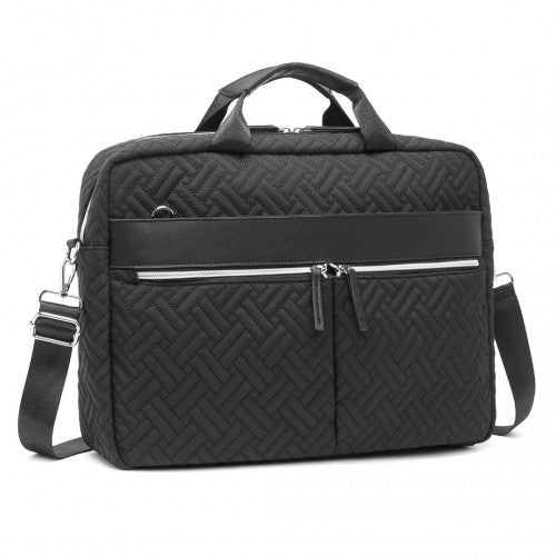 EG2343 - Kono Water - Repellent Elegant Quilted Laptop Bag - Black - Easy Luggage