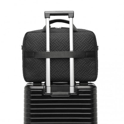 EG2343 - Kono Water - Repellent Elegant Quilted Laptop Bag - Black - Easy Luggage