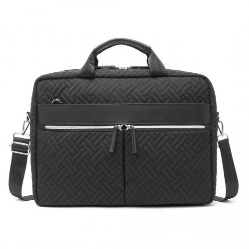 EG2343 - Kono Water - Repellent Elegant Quilted Laptop Bag - Black - Easy Luggage