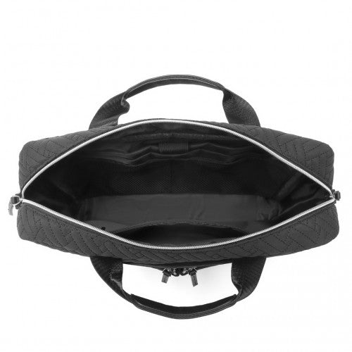 EG2343 - Kono Water - Repellent Elegant Quilted Laptop Bag - Black - Easy Luggage