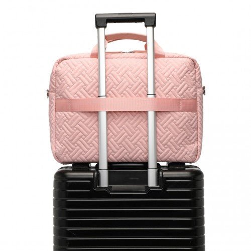 EG2343 - Kono Water - Repellent Elegant Quilted Laptop Bag - Pink - Easy Luggage