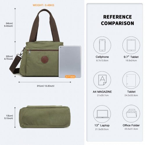 EH2045 - Kono Canvas Multi - Functional Cross Body Bag - Green - Easy Luggage