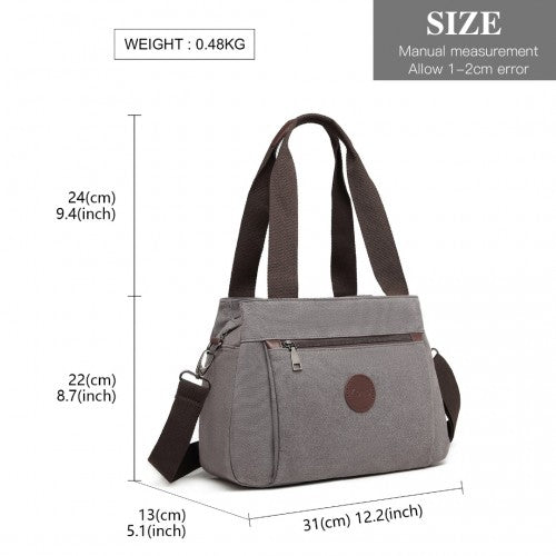 EH2045 - Kono Canvas Multi - Functional Cross Body Bag - Grey - Easy Luggage