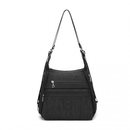 EH2063 - Kono Three Way Multipurpose Casual Shoulder Bag With Double Zippers - Black - Easy Luggage