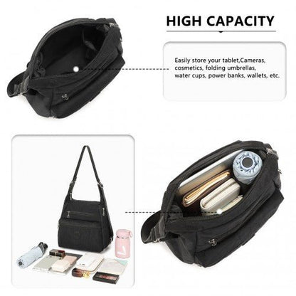 EH2063 - Kono Three Way Multipurpose Casual Shoulder Bag With Double Zippers - Black - Easy Luggage