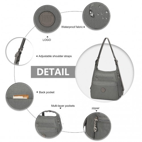 EH2063 - Kono Three Way Multipurpose Casual Shoulder Bag With Double Zippers - Grey - Easy Luggage