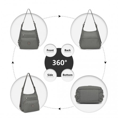 EH2063 - Kono Three Way Multipurpose Casual Shoulder Bag With Double Zippers - Grey - Easy Luggage