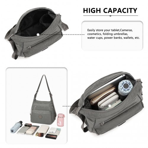 EH2063 - Kono Three Way Multipurpose Casual Shoulder Bag With Double Zippers - Grey - Easy Luggage