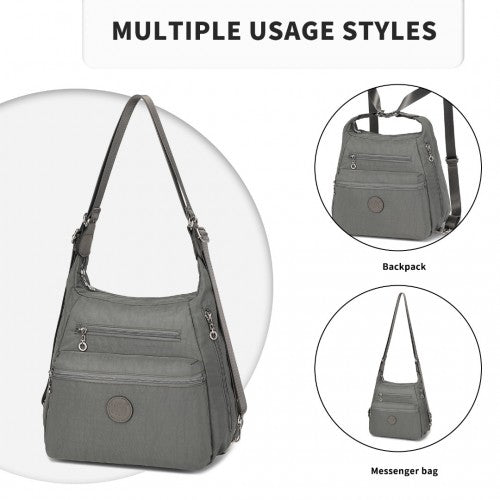 EH2063 - Kono Three Way Multipurpose Casual Shoulder Bag With Double Zippers - Grey - Easy Luggage