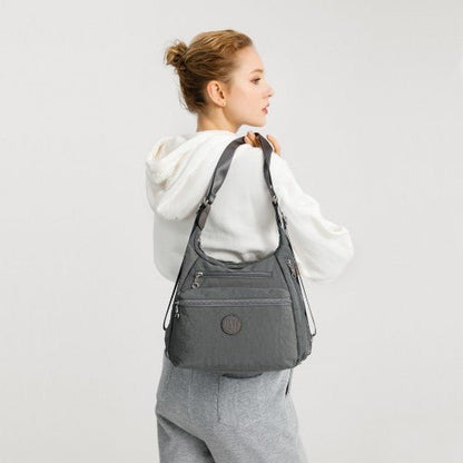 EH2063 - Kono Three Way Multipurpose Casual Shoulder Bag With Double Zippers - Grey - Easy Luggage