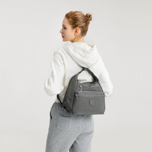 EH2063 - Kono Three Way Multipurpose Casual Shoulder Bag With Double Zippers - Grey - Easy Luggage