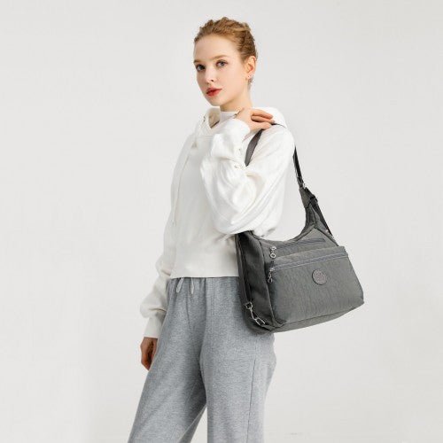 EH2063 - Kono Three Way Multipurpose Casual Shoulder Bag With Double Zippers - Grey - Easy Luggage