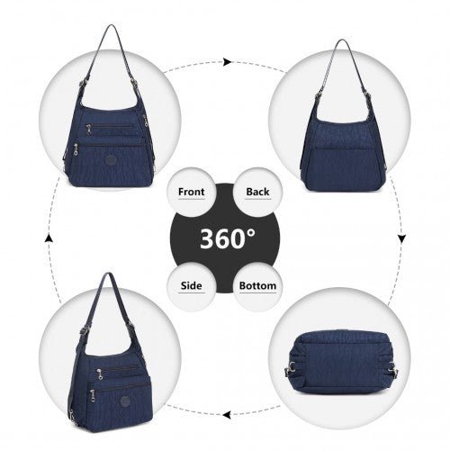 EH2063 - Kono Three Way Multipurpose Casual Shoulder Bag With Double Zippers - Navy - Easy Luggage