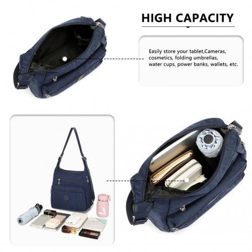 EH2063 - Kono Three Way Multipurpose Casual Shoulder Bag With Double Zippers - Navy - Easy Luggage