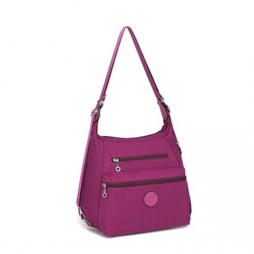 EH2063 - Kono Three Way Multipurpose Casual Shoulder Bag With Double Zippers - Purple - Easy Luggage