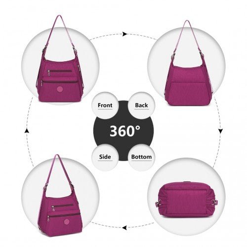 EH2063 - Kono Three Way Multipurpose Casual Shoulder Bag With Double Zippers - Purple - Easy Luggage