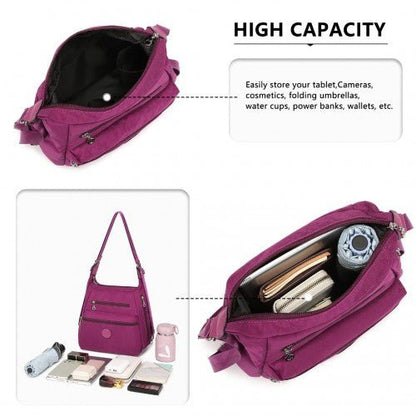 EH2063 - Kono Three Way Multipurpose Casual Shoulder Bag With Double Zippers - Purple - Easy Luggage