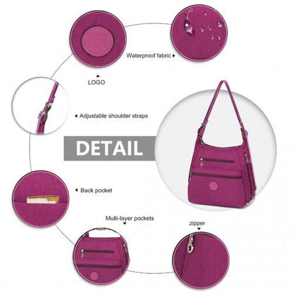 EH2063 - Kono Three Way Multipurpose Casual Shoulder Bag With Double Zippers - Purple - Easy Luggage