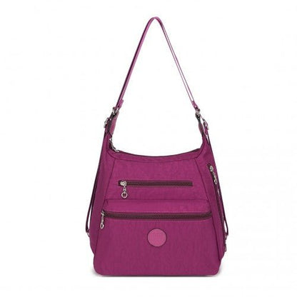 EH2063 - Kono Three Way Multipurpose Casual Shoulder Bag With Double Zippers - Purple - Easy Luggage