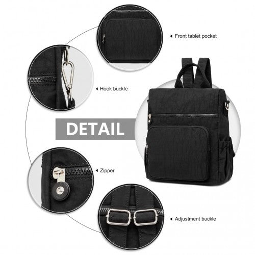 EH2107 - Kono Multi Way Anti - theft Waterproof Backpack Shoulder Bag - Black - Easy Luggage