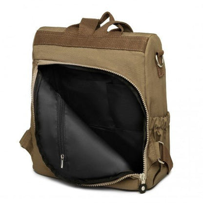 EH2107 - Kono Multi Way Anti - theft Waterproof Backpack Shoulder Bag - Khaki - Easy Luggage