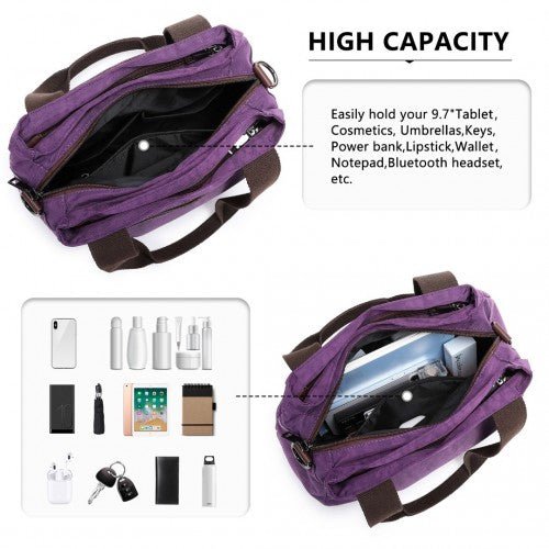 EH2239 - Kono Waterproof Multi - Functional Handbag Cross Body Bag - Purple - Easy Luggage