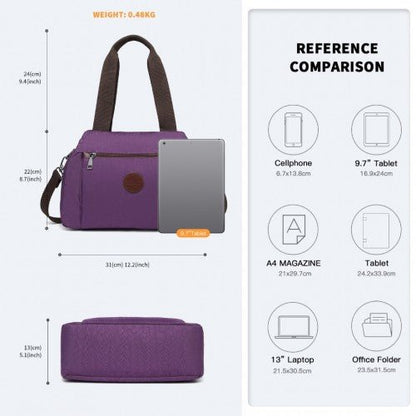 EH2239 - Kono Waterproof Multi - Functional Handbag Cross Body Bag - Purple - Easy Luggage