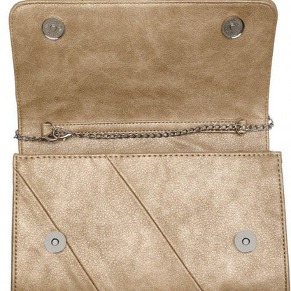 EH2257 - Miss Lulu Stylish Twill Clutch Leather Chain Evening Bag - Gold - Easy Luggage