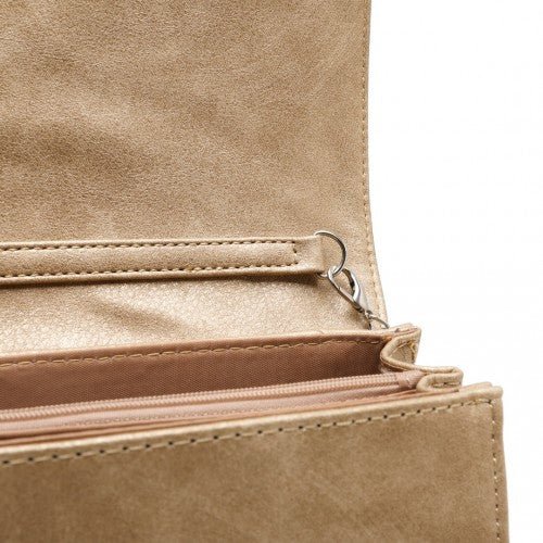 EH2257 - Miss Lulu Stylish Twill Clutch Leather Chain Evening Bag - Gold - Easy Luggage