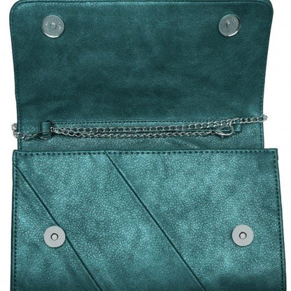 EH2257 - Miss Lulu Stylish Twill Clutch Leather Chain Evening Bag - Green - Easy Luggage