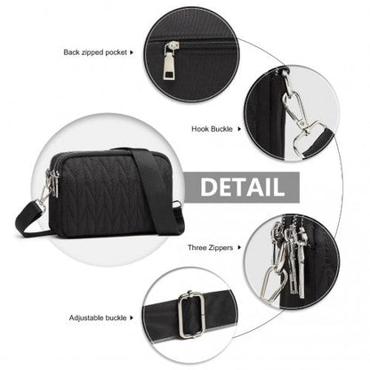 EH2258 - Kono Multi Pocket Waterproof Small Crossbody Bag - Black - Easy Luggage