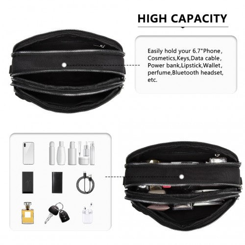 EH2258 - Kono Multi Pocket Waterproof Small Crossbody Bag - Black - Easy Luggage