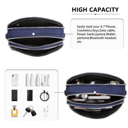 EH2258 - Kono Multi Pocket Waterproof Small Crossbody Bag - Navy - Easy Luggage