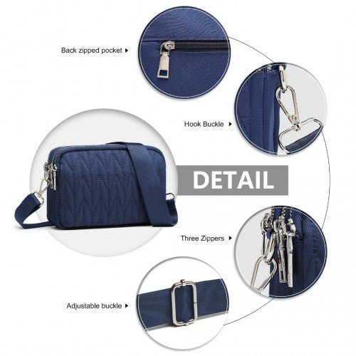 EH2258 - Kono Multi Pocket Waterproof Small Crossbody Bag - Navy - Easy Luggage