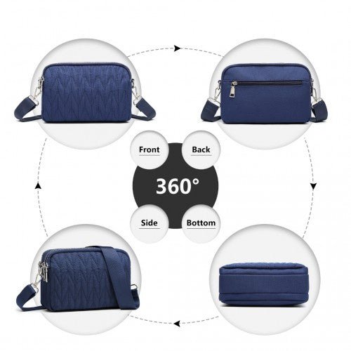 EH2258 - Kono Multi Pocket Waterproof Small Crossbody Bag - Navy - Easy Luggage