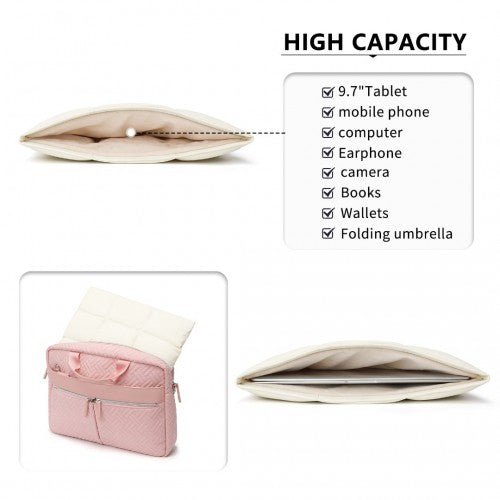 EH2359 - Kono Lightweight Magnetic Quilted Laptop Sleeve - Beige - Easy Luggage