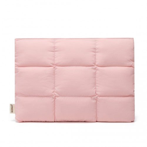 EH2359 - Kono Lightweight Magnetic Quilted Laptop Sleeve - Pink - Easy Luggage