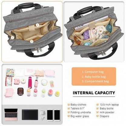 EM2105 - Kono Simple Lightweight Maternity Changing Bag - Grey - Easy Luggage