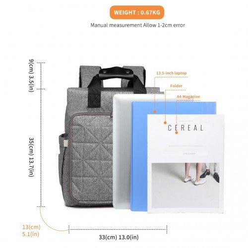 EM2105 - Kono Simple Lightweight Maternity Changing Bag - Grey - Easy Luggage