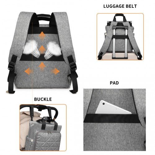 EM2105 - Kono Simple Lightweight Maternity Changing Bag - Grey - Easy Luggage