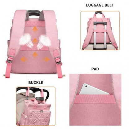 EM2105 - Kono Simple Lightweight Maternity Changing Bag - Pink - Easy Luggage