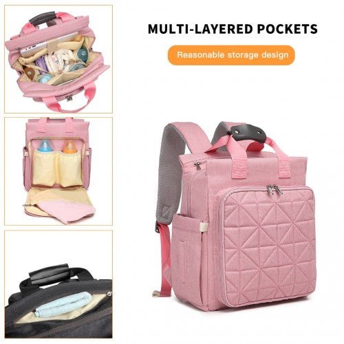 EM2105 - Kono Simple Lightweight Maternity Changing Bag - Pink - Easy Luggage