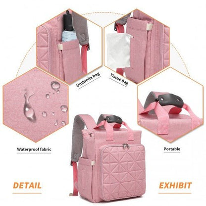 EM2105 - Kono Simple Lightweight Maternity Changing Bag - Pink - Easy Luggage