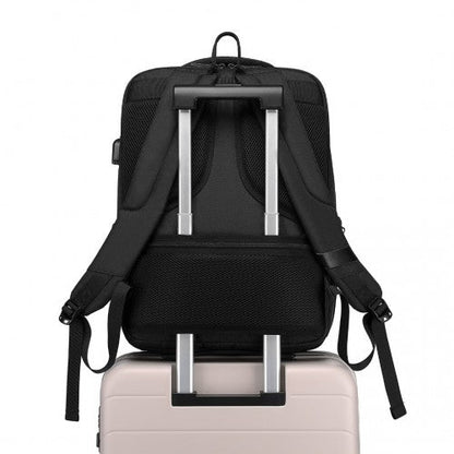 EM2111 - Kono Multi - Compartment Backpack with USB Port - Black - Easy Luggage