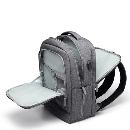 EM2111 - Kono Multi - Compartment Backpack with USB Port - Grey - Easy Luggage