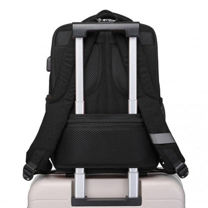 EM2111S - Kono Multi - Compartment Backpack with USB Port - Black - Easy Luggage